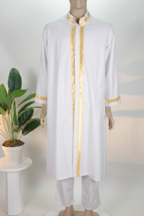 Sarı Şeritli Klasik Cüppe – Şerit Detaylı ve Birinci Sınıf İşçilikli Vakur Tasarım