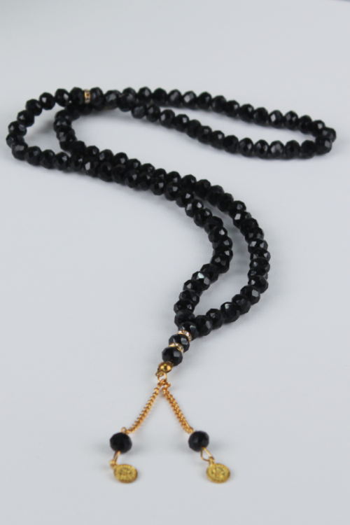 8 mm Kristal Cam 99’lu Namaz Tespihi – Kristal Kesim, Parlak Yüzeyli ve Altın Renk Detaylı Şık Hediyelik Tespih-1