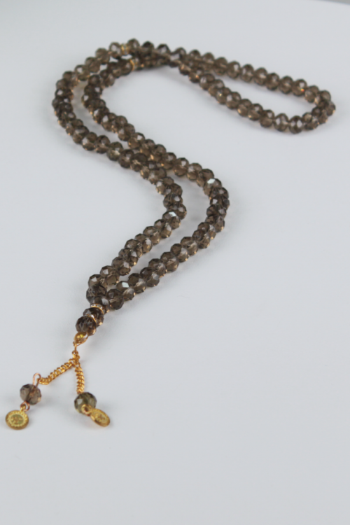 8 mm Kristal Cam 99’lu Namaz Tespihi – Kristal Kesim, Parlak Yüzeyli ve Altın Renk Detaylı Şık Hediyelik Tespih-3