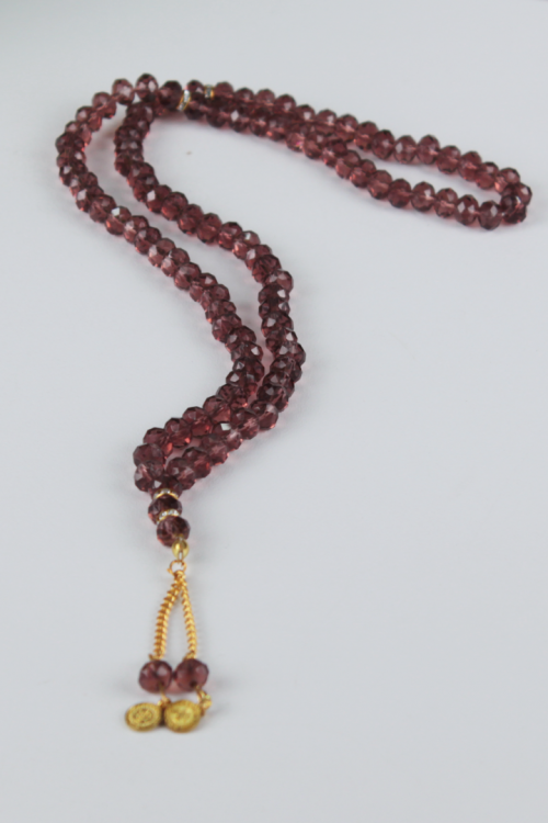 8 mm Kristal Cam 99’lu Namaz Tespihi – Kristal Kesim, Parlak Yüzeyli ve Altın Renk Detaylı Şık Hediyelik Tespih-6