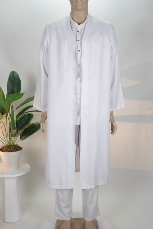 Beyaz Buhara Yaka Cüppe – Birinci Sınıf Terykoton Kumaş Rahat Tasarım