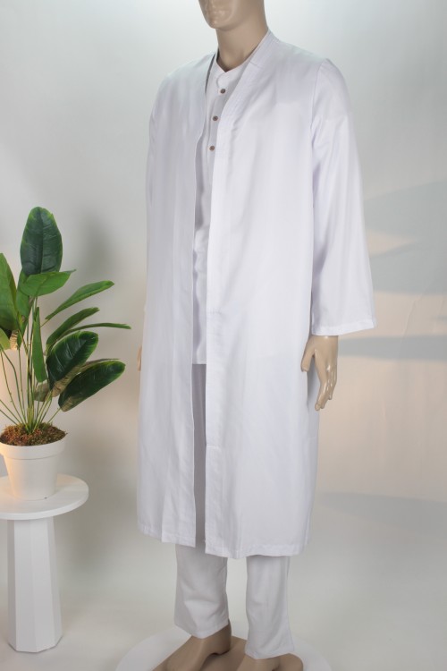 Beyaz Buhara Yaka Cüppe – Birinci Sınıf Terykoton Kumaş Rahat Tasarım