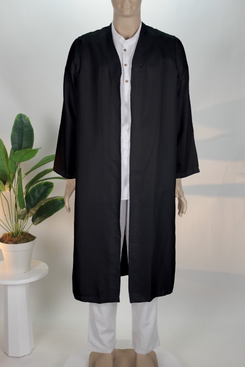 Siyah Buhara Yaka Cüppe – Birinci Sınıf Terykoton Kumaş Rahat Tasarım