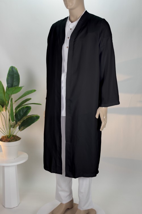 Siyah Buhara Yaka Cüppe – Birinci Sınıf Terykoton Kumaş Rahat Tasarım