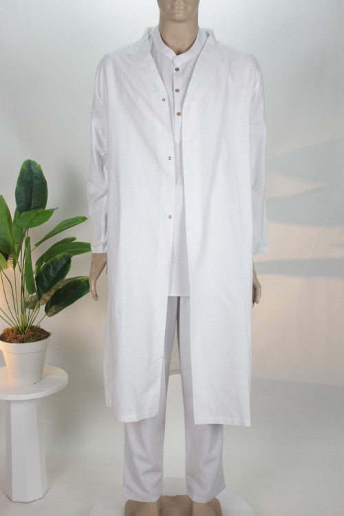 Beyaz Ekonomik Klasik Cüppe – Önü Çıt Düğmeli ve Dayanıklı Polyviskon Kumaş