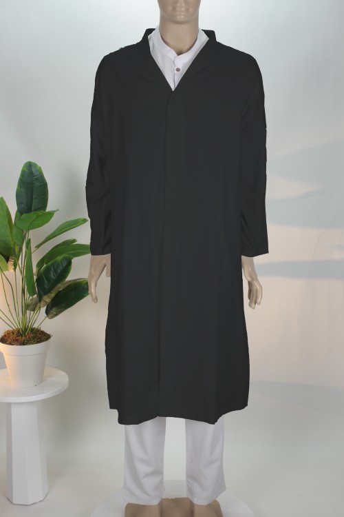 Siyah Ekonomik Klasik Cüppe – Önü Çıt Düğmeli ve Dayanıklı Polyviskon Kumaş