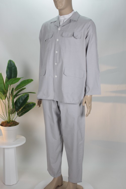 Gri Yıkanmış Kumaş Lüx Keten Safari Takım – İç Fileli Detaylı ve Çok Cepli Fonksiyonel Tasarım