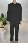 Siyah Lüx Eko Takım – %80 Pamuk %20 Viskon Karışımlı Rahat Kesim Erkek İbadet Takımı