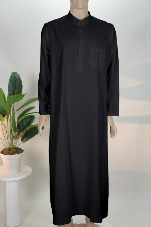 Siyah Klasik Erkek Fistanı – Lüx Pamuk PES Kumaş Rahat ve Vakur Tasarım