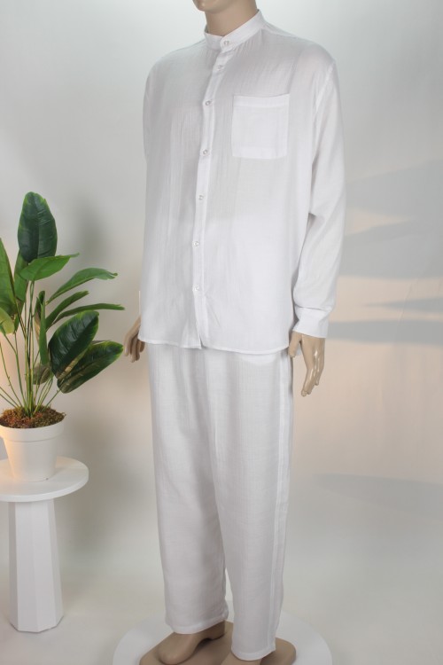 Beyaz Müslin Pamuk İkili Takım – %100 Doğal Doku ve Ekstra Salaş Kesim Rahat Erkek Takımı