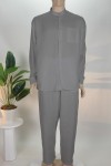 Gri Müslin Pamuk İkili Takım – %100 Doğal Doku ve Ekstra Salaş Kesim Rahat Erkek Takımı