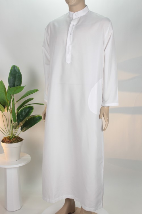 Beyaz Klasik Fistan – Birinci Sınıf Polyviskon Kumaş Rahat Tasarım