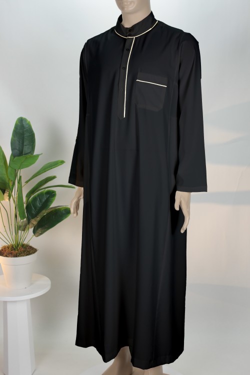 Siyah Biyeli Erkek Fistanı – Lüx Pamuk PES Kumaş ve Vakur Tasarım