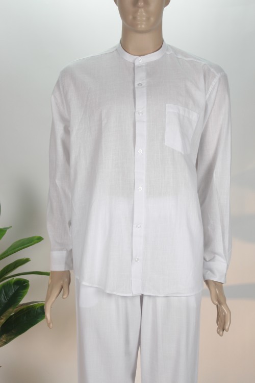 Beyaz Klasik Keten Gömlek – Nefes Alan Doğal Doku ve Rahat Kesim Erkek Gömleği