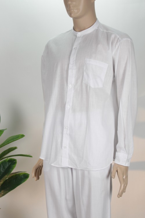 Beyaz Klasik Keten Gömlek – Nefes Alan Doğal Doku ve Rahat Kesim Erkek Gömleği