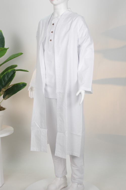 Beyaz Lüx Buhara Çocuk Cüppe – Birinci Sınıf Kumaş ve Geleneksel Çocuk Cüppesi