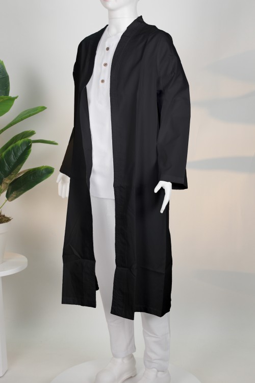 Siyah Lüx Buhara Çocuk Cüppe – Birinci Sınıf Kumaş ve Geleneksel Çocuk Cüppesi