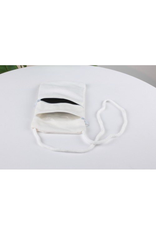 Beyaz Boyun Askılı Para Kesesi (Çift Gözlü)