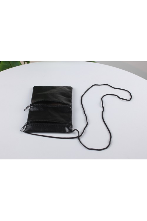Deri Boyun Askılı Para Kesesi (Çift Gözlü)