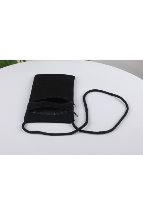Siyah Boyun Askılı Para Kesesi (Çift Gözlü)