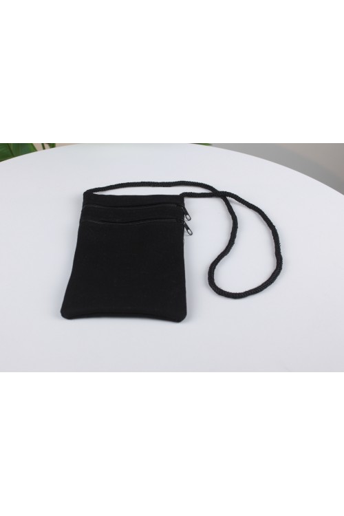 Siyah Boyun Askılı Para Kesesi (Çift Gözlü)