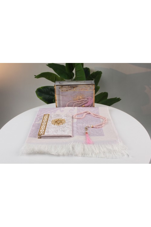 Pembe Çantalı Seccadeli Üçlü Set