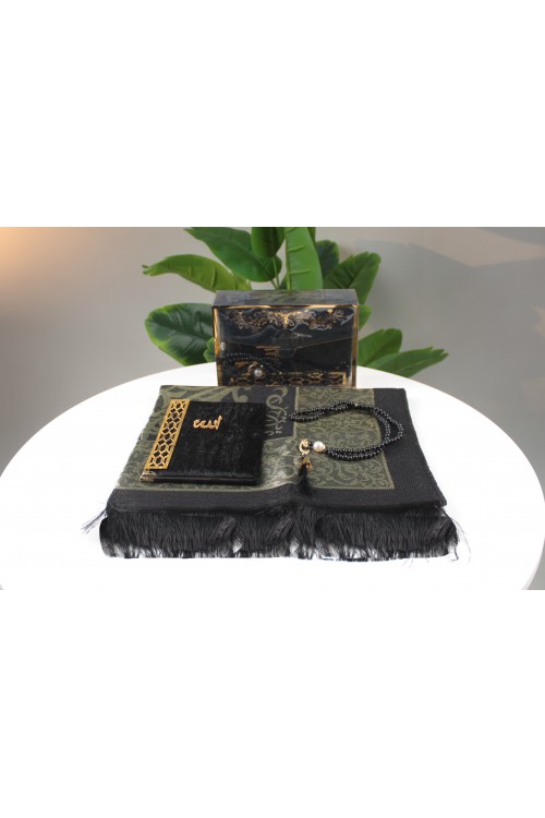 Siyah Çantalı Seccadeli Üçlü Set