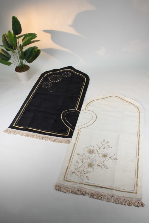 Siyah Beyaz Eşli Seccade Astarlı