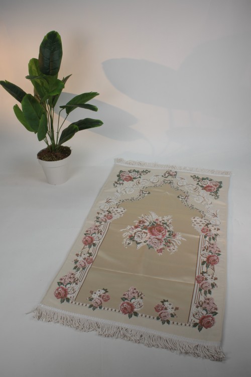 Beyaz Lüx Kabartmalı Saten Astarlı Seccade