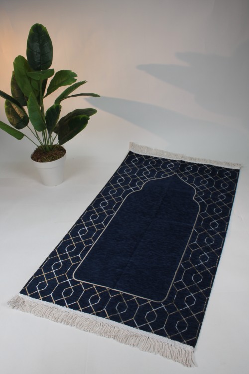 Lacivert Saçaklı Şönin Seccade 