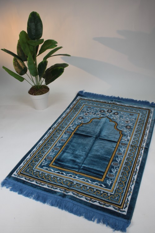 Mavi 80x120 Battal Kadife Seccade