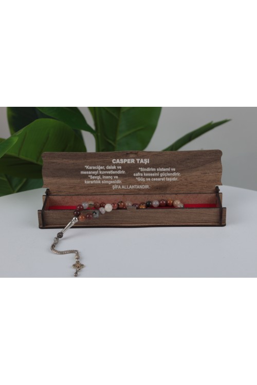 Casper Taşı Özel Ahşap Kutulu Doğal Taş Tespih Serisi – Şifalı ve Estetik Koleksiyon