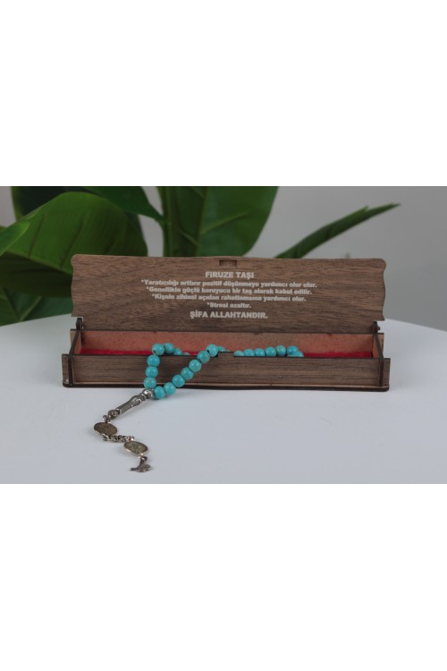 Firuze Taşı Özel Ahşap Kutulu Doğal Taş Tespih Serisi – Şifalı ve Estetik Koleksiyon