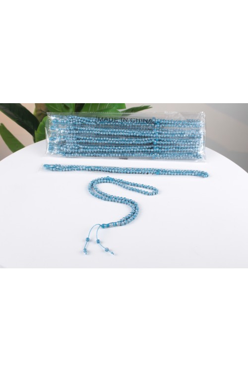 Mavi 8 mm Beş Yaprak Yoncalı Poşetli Tespih – 12’li Ekonomik Deste