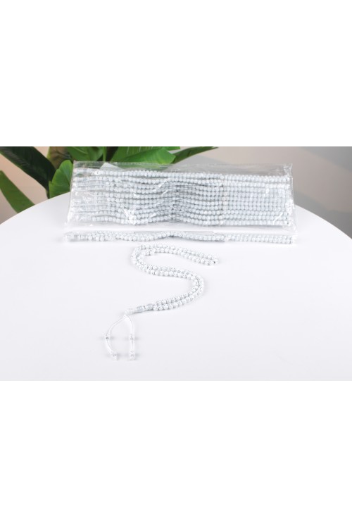 Beyaz 8 mm Çakmalı Poşetli Tespih – 12’li Ekonomik Deste