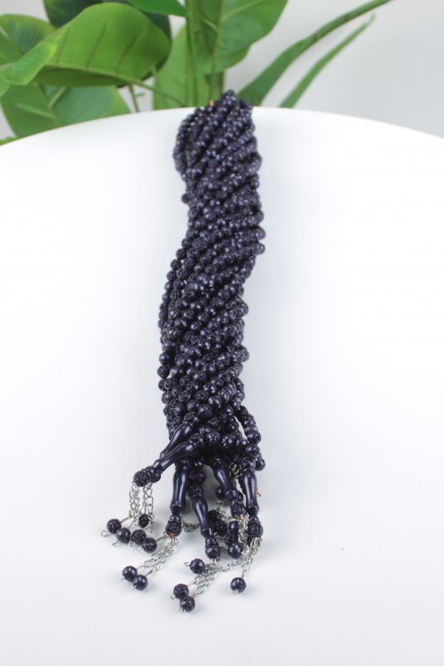 Lacivert Gül Motifli Tespih  – 10’lu Ekonomik Deste