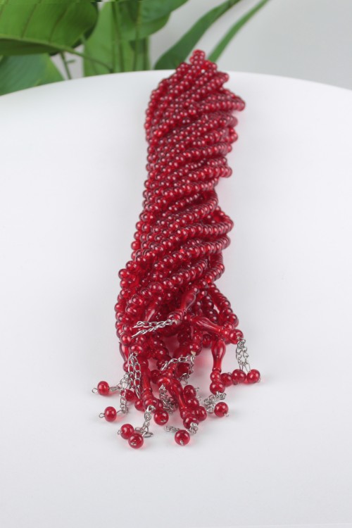 Kırmızı 10 mm Mono Demir İmameli Tespih – 10’lu Ekonomik Deste