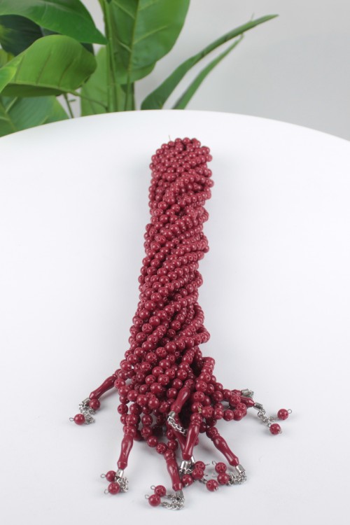 Bordo Çakmalı 8 mm Demir İmameli Tespih – 10’lu Ekonomik Deste