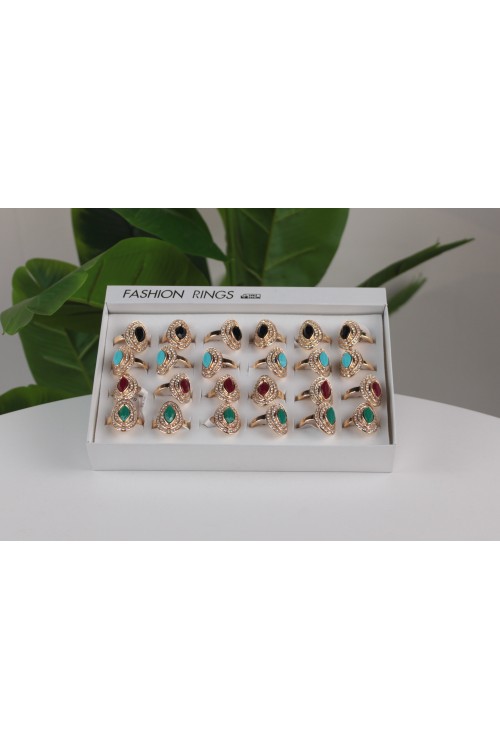 24'lü Lüx Taşlı Bayan Yüzük Seti –  Renkli Taşlı Hediyelik-3