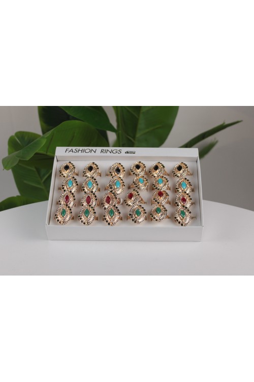 24'lü Lüx Taşlı Bayan Yüzük Seti –  Renkli Taşlı Hediyelik-4