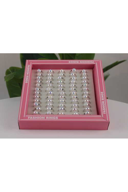 Pembe Kutulu Renkli ve Işıltılı Ayarlanabilir Çocuk Yüzükleri – 60'lı Ekonomik Paket-2