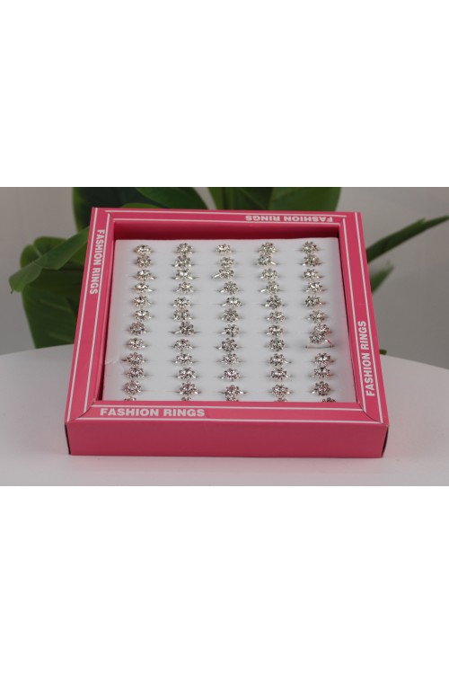 Pembe Kutulu Renkli ve Işıltılı Ayarlanabilir Çocuk Yüzükleri – 60'lı Ekonomik Paket-3