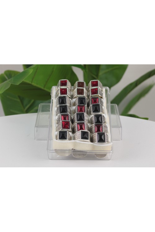 42'li Erkek Hediyelik Yüzük Seti – Gümüş Rengi İşlemeli-2