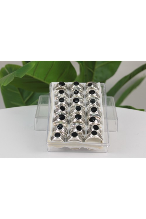 42'li Erkek Hediyelik Yüzük Seti – Gümüş Rengi İşlemeli-3