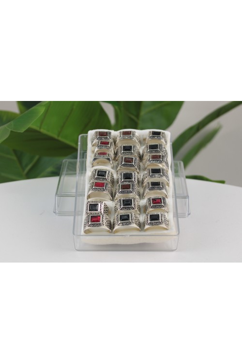 42'li Erkek Hediyelik Yüzük Seti – Gümüş Rengi İşlemeli-5