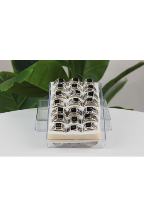 42'li Erkek Hediyelik Yüzük Seti – Gümüş Rengi İşlemeli-6