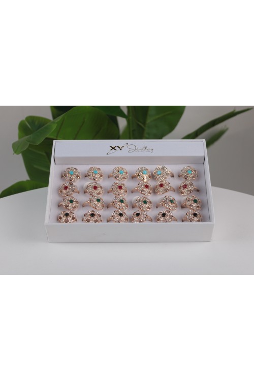 24'lü Lüx Taşlı Bayan Yüzük Seti –  Renkli Taşlı Hediyelik Xyjewellery -9