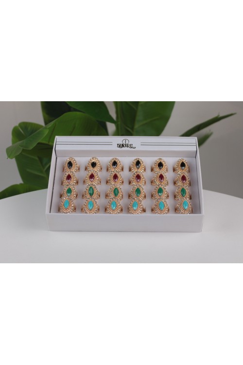 24'lü Lüx Taşlı Bayan Yüzük Seti –  Renkli Taşlı Hediyelik Zeyal - 2