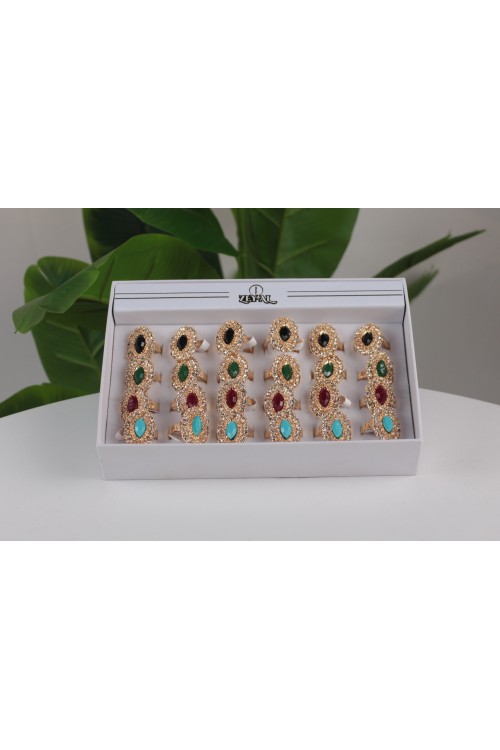 24'lü Lüx Taşlı Bayan Yüzük Seti –  Renkli Taşlı Hediyelik Zeyal - 4
