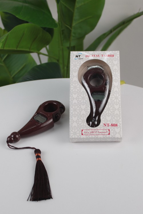 Kahverengi LEDli Değirmen Zikirmatik – Işıklı ve Püsküllü Ergonomik Dijital Tespih